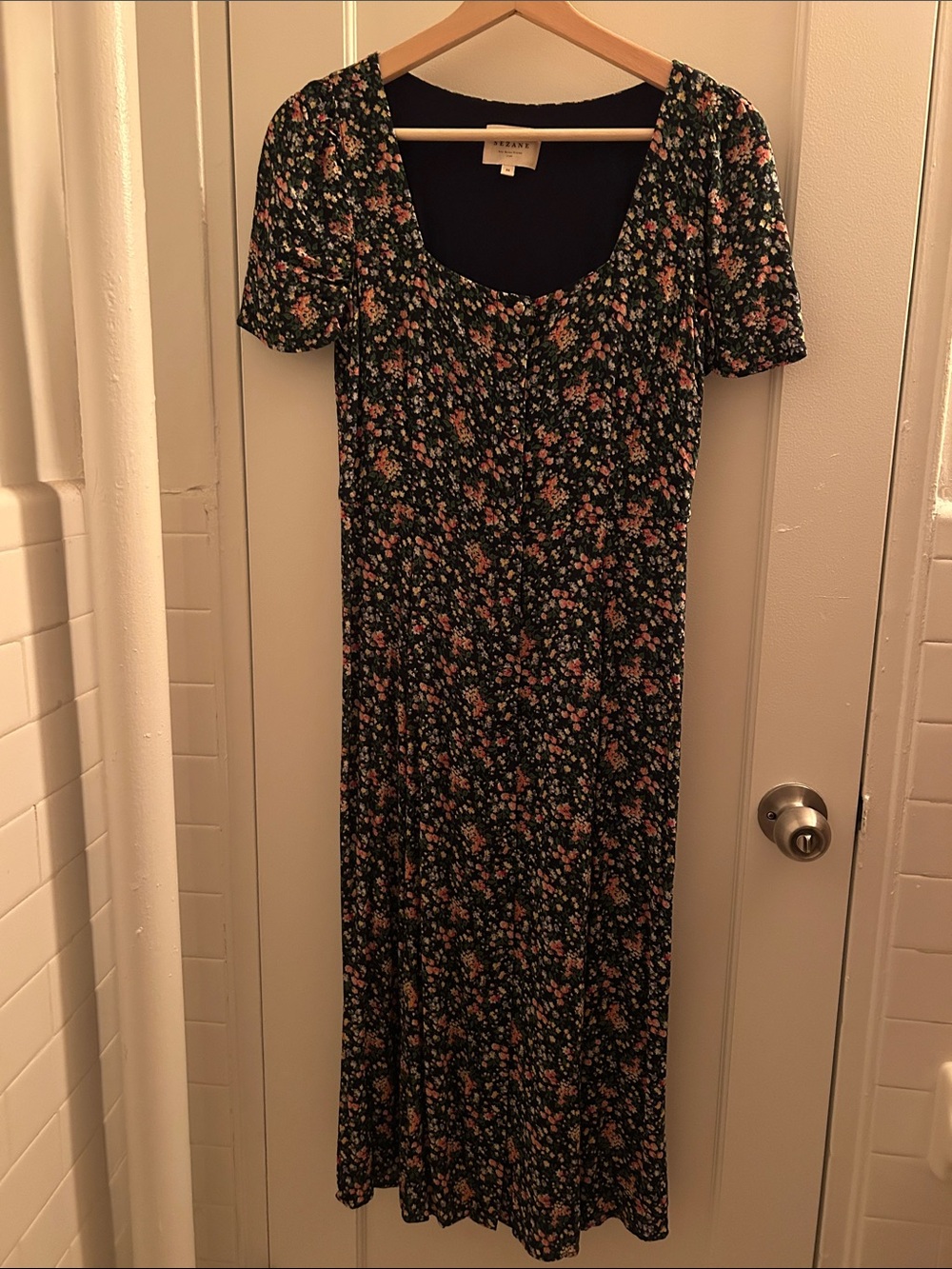 Sézane Robe Victoria Printed Garden Marine - Picture 3 of 4